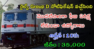 Latest Railway Group D Notification 2024 | 10th తో ఫీజు పరీక్ష లేకుండా రైల్వే లో Group D ఉద్యోగాలు | Latest Railway Jobs In Telugu