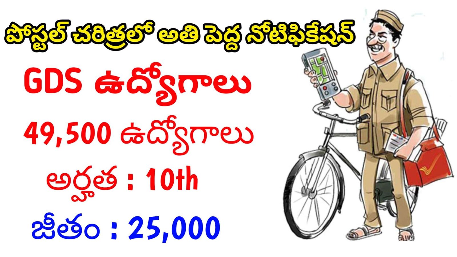 10th తో పోస్ట్ ఆఫీస్ లో 49,500 GDS ఉద్యోగాలు Latest Postal GDS